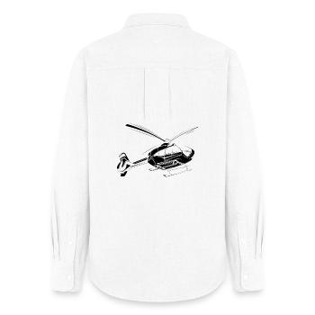 Héli Hélicoptère Flying Helicopter Symbole Icône - Chemise Oxford Femme - blanc - Dos - AI Model Female 172 light (172cm)