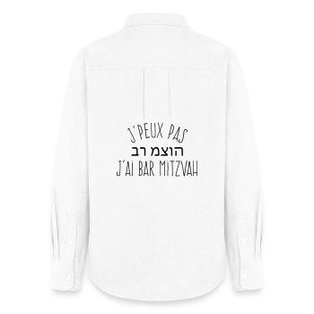 J'peux pas j'ai Bar Mitzvah - Humour Juif - Chemise Oxford Femme - blanc - Dos - AI Model Female 172 light (172cm)