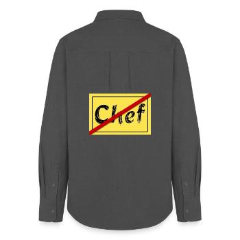 Ex-Chef - Frauen Oxford Hemd - Anthrazit - Hinten - AI Model Female 172 light (172cm)