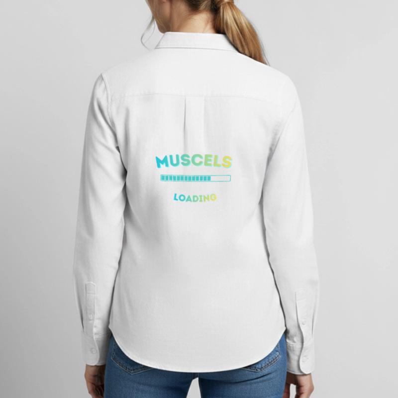Muscle Loading Bar Graph Women's Oxford Shirt