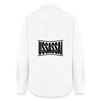 t-shirt Ussassai t-shirt Sardinia gift idea - Women's Oxford Shirt - white - Back - AI Model Female 172 light (172cm)