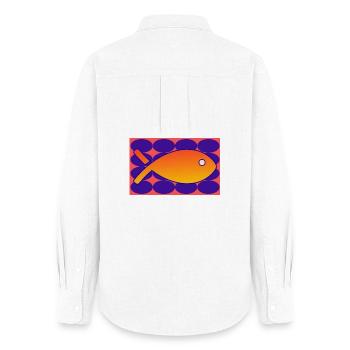 FISH - Women's Oxford Shirt - white - Back - AI Model Female 172 light (172cm)