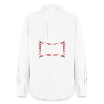 Motif de cadre rouge - Chemise Oxford Femme - blanc - Dos - AI Model Female 172 light (172cm)