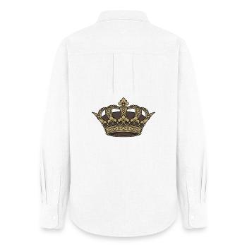 Vecteur de Majesté Antique Couronne Royale en Or - Chemise Oxford Femme - blanc - Dos - AI Model Female 172 light (172cm)