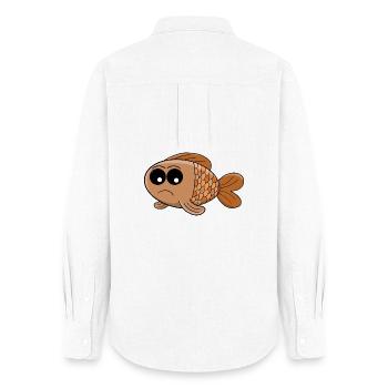 Grumpy Goldfish Cartoon - Women's Oxford Shirt - white - Back - AI Model Female 172 light (172cm)