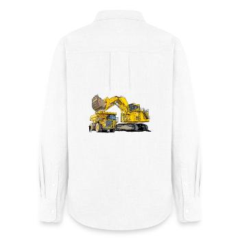 Monster Excavator with Truck - Women's Oxford Shirt - white - Back - AI Model Female 172 light (172cm)