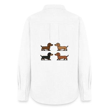 Cute Dachshund Dog Illustration Minimal Style - Women's Oxford Shirt - white - Back - AI Model Female 172 light (172cm)