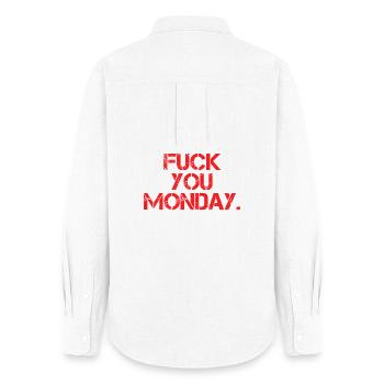 Fuck You Monday - Women's Oxford Shirt - white - Back - AI Model Female 172 light (172cm)