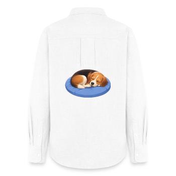 Cute Beagle Cartoon Cuddle Sleeping Chillout - Women's Oxford Shirt - white - Back - AI Model Female 172 light (172cm)