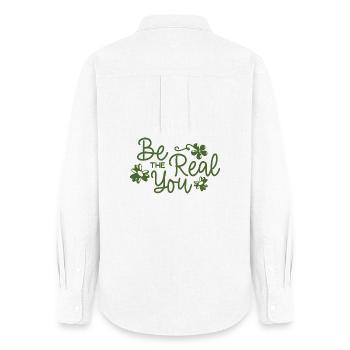 Soyez le vrai vous-même Écriture florale - Chemise Oxford Femme - blanc - Dos - AI Model Female 172 light (172cm)