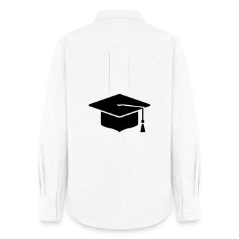 Icône de remise des diplômes du chapeau de doctorat - Chemise Oxford Femme - blanc - Dos - AI Model Female 172 light (172cm)