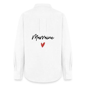 Marraine coeur idée cadeau - Chemise Oxford Femme - blanc - Dos - AI Model Female 172 light (172cm)