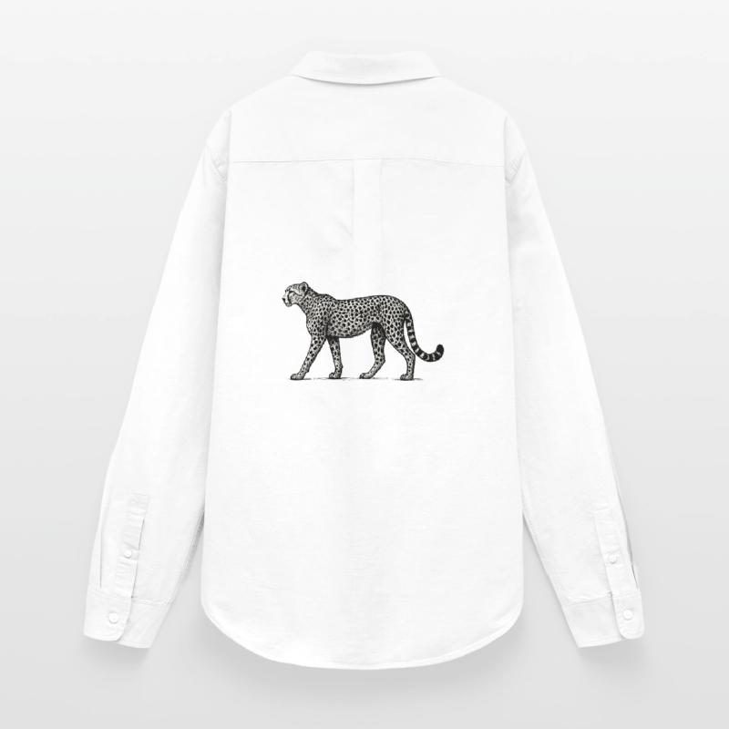 Black and White Leopard Pattern Women's Oxford Shirt