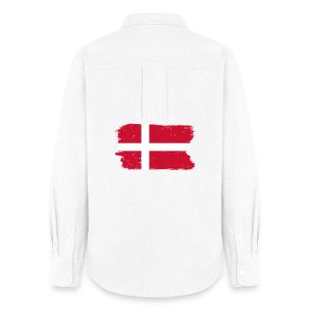 Distressed Danish Flag Brush - Women's Oxford Shirt - white - Back - AI Model Female 172 light (172cm)