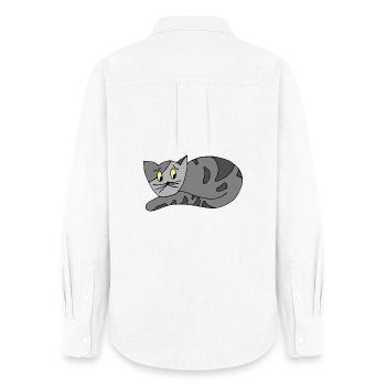 cat - Women's Oxford Shirt - white - Back - AI Model Female 172 light (172cm)