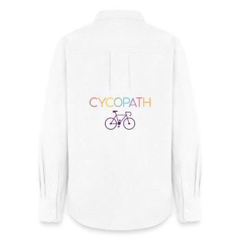 Cadeaux pour cyclistes – Cycopathe - Chemise Oxford Femme - blanc - Dos - AI Model Female 172 light (172cm)