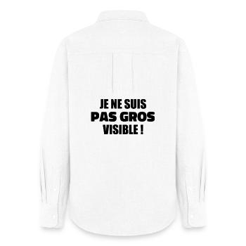 Humour : Je ne suis pas gros, je suis visible ! - Chemise Oxford Femme - blanc - Dos - AI Model Female 172 light (172cm)
