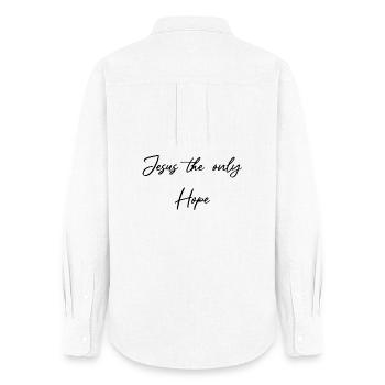 Jesus die einzige Hoffnung - Frauen Oxford Hemd - Weiß - Hinten - AI Model Female 172 light (172cm)