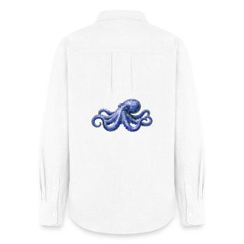 Mosaik Oktopus - Maritimes Design für Meeresfans - Frauen Oxford Hemd - Weiß - Hinten - AI Model Female 172 light (172cm)