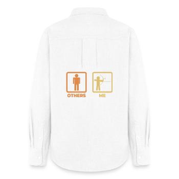 Bogenschütze Strichmännchen - Frauen Oxford Hemd - Weiß - Hinten - AI Model Female 172 light (172cm)