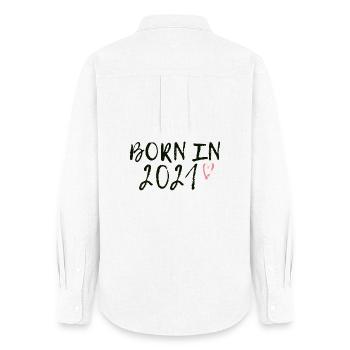 Né en 2021 cœur rose - Chemise Oxford Femme - blanc - Dos - AI Model Female 172 light (172cm)