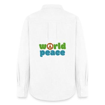 World Peace - Color - Women's Oxford Shirt - white - Back - AI Model Female 172 light (172cm)