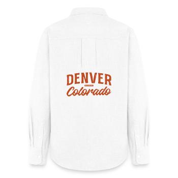 Logo rétro Script de Denver, Colorado - Chemise Oxford Femme - blanc - Dos - AI Model Female 172 light (172cm)