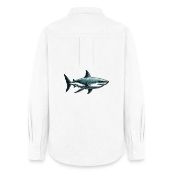 Great white shark - Women's Oxford Shirt - white - Back - AI Model Female 172 light (172cm)