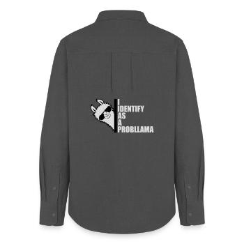 I Identify As A Probllama Cool Lama Problem Spruch - Frauen Oxford Hemd - Anthrazit - Hinten - AI Model Female 172 light (172cm)