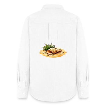 Seashell Beach Illustration Maritime Coastal Motif - Women's Oxford Shirt - white - Back - AI Model Female 172 light (172cm)