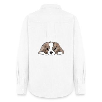 Hund - Frauen Oxford Hemd - Weiß - Hinten - AI Model Female 172 light (172cm)