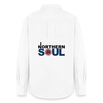 60er Jahre Stil Northern Soul Keep The Faith Mod - Frauen Oxford Hemd - Weiß - Hinten - AI Model Female 172 light (172cm)
