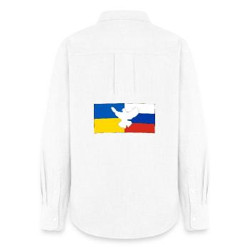 Peace for Ukraine and Russia - Women's Oxford Shirt - white - Back - AI Model Female 172 light (172cm)