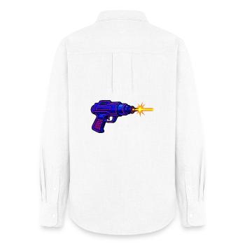 Arme au pistolet laser - Chemise Oxford Femme - blanc - Dos - AI Model Female 172 light (172cm)
