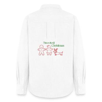 Christmas – Gingerbread Couple & Dachshund (Red) - Women's Oxford Shirt - white - Back - AI Model Female 172 light (172cm)