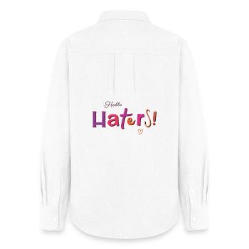 Hello Haters! Cool saying - Women's Oxford Shirt - white - Back - AI Model Female 172 light (172cm)