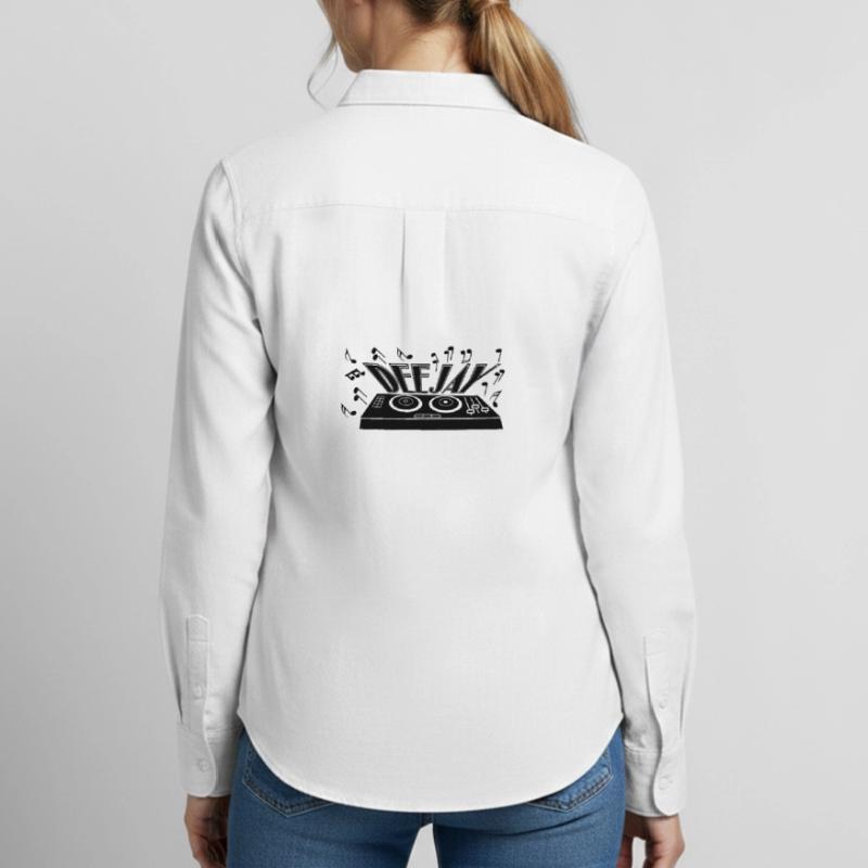 Deejay with turntable and tones Women's Oxford Shirt