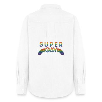 Rainbow super gay LGBT lgbtqi queer - Women's Oxford Shirt - white - Back - AI Model Female 172 light (172cm)