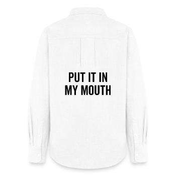 Mets-le dans ma bouche - Chemise Oxford Femme - blanc - Dos - AI Model Female 172 light (172cm)