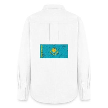 Flag of Kazakhstan - Women's Oxford Shirt - white - Back - AI Model Female 172 light (172cm)