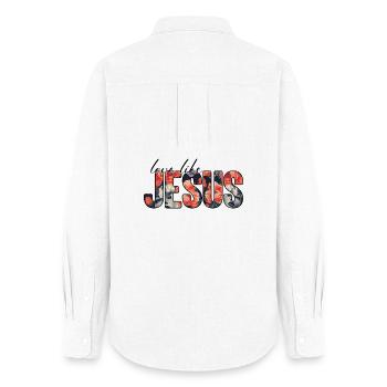 Floraler Jesus - Frauen Oxford Hemd - Weiß - Hinten - AI Model Female 172 light (172cm)
