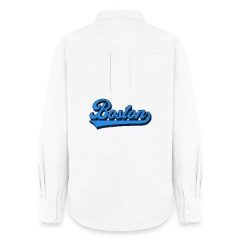 Boston Blue Script Rétro - Chemise Oxford Femme - blanc - Dos - AI Model Female 172 light (172cm)