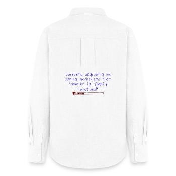 Chaotic to Slightly Functional Coping design - Women's Oxford Shirt - white - Back - AI Model Female 172 light (172cm)
