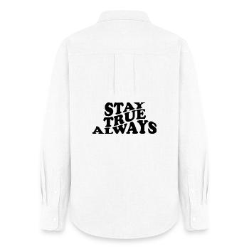 Stay True Always – Authentic Statement Design - Women's Oxford Shirt - white - Back - AI Model Female 172 light (172cm)
