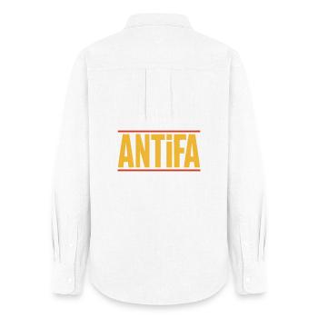 Antifa – Antifaschistisches Merch - Frauen Oxford Hemd - Weiß - Hinten - AI Model Female 172 light (172cm)