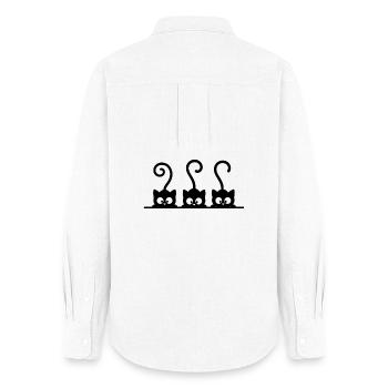Three Cats Silhouettes - Women's Oxford Shirt - white - Back - AI Model Female 172 light (172cm)