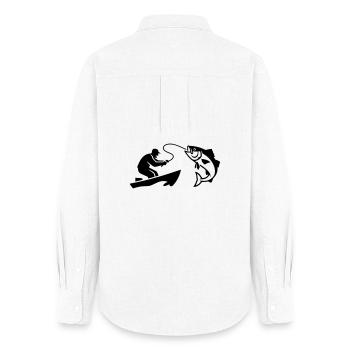 Angler Boat Fish Silhouette - Women's Oxford Shirt - white - Back - AI Model Female 172 light (172cm)