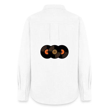 Collection de disques vinyles Fan de musique - Chemise Oxford Femme - blanc - Dos - AI Model Female 172 light (172cm)
