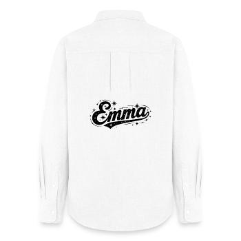 Nom d’Emma : premier nom de famille - Chemise Oxford Femme - blanc - Dos - AI Model Female 172 light (172cm)