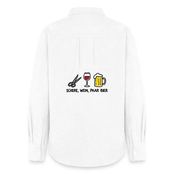 Schere Wein Paar Bier Lustiges Party Wortspiel - Frauen Oxford Hemd - Weiß - Hinten - AI Model Female 172 light (172cm)